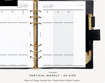 2024 A5 Dated Vertical Weekly Wo2P, Printable Planner Inserts, Monday Start, Minimal Modern & Functional [PDF File]