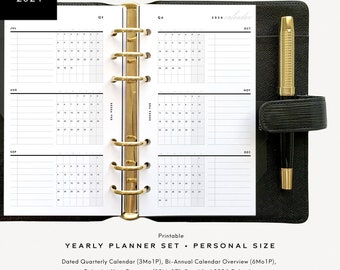 2024 Dated Yearly Bundle, Quarterly Calendar, Biannual Calendar, Full Year, Printable Planner Inserts, Personal Size [PDF File]