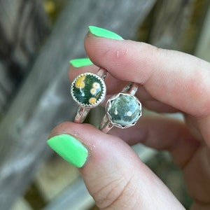 Ocean Jasper Ring - Roud Ocean Jasper Ring - Stacking Ocean Jasper Ring - Sterling Silver - Ocean Jaspers - Ocean Jasper Jewelry - Green