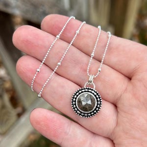 Salt and Pepper Diamond Pendant - Layering Salt and Pepper Diamond Necklace - Sterling Silver Salt and Pepper Diamond Pendant - Diamonds