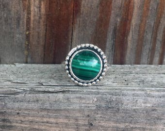 Malachite Ring - Green Ring - Sterling Silver - Green Stone Ring - Gemstone Ring - Malachite Jewelry - Bohemian Jewelry - Under 100 Jewelry