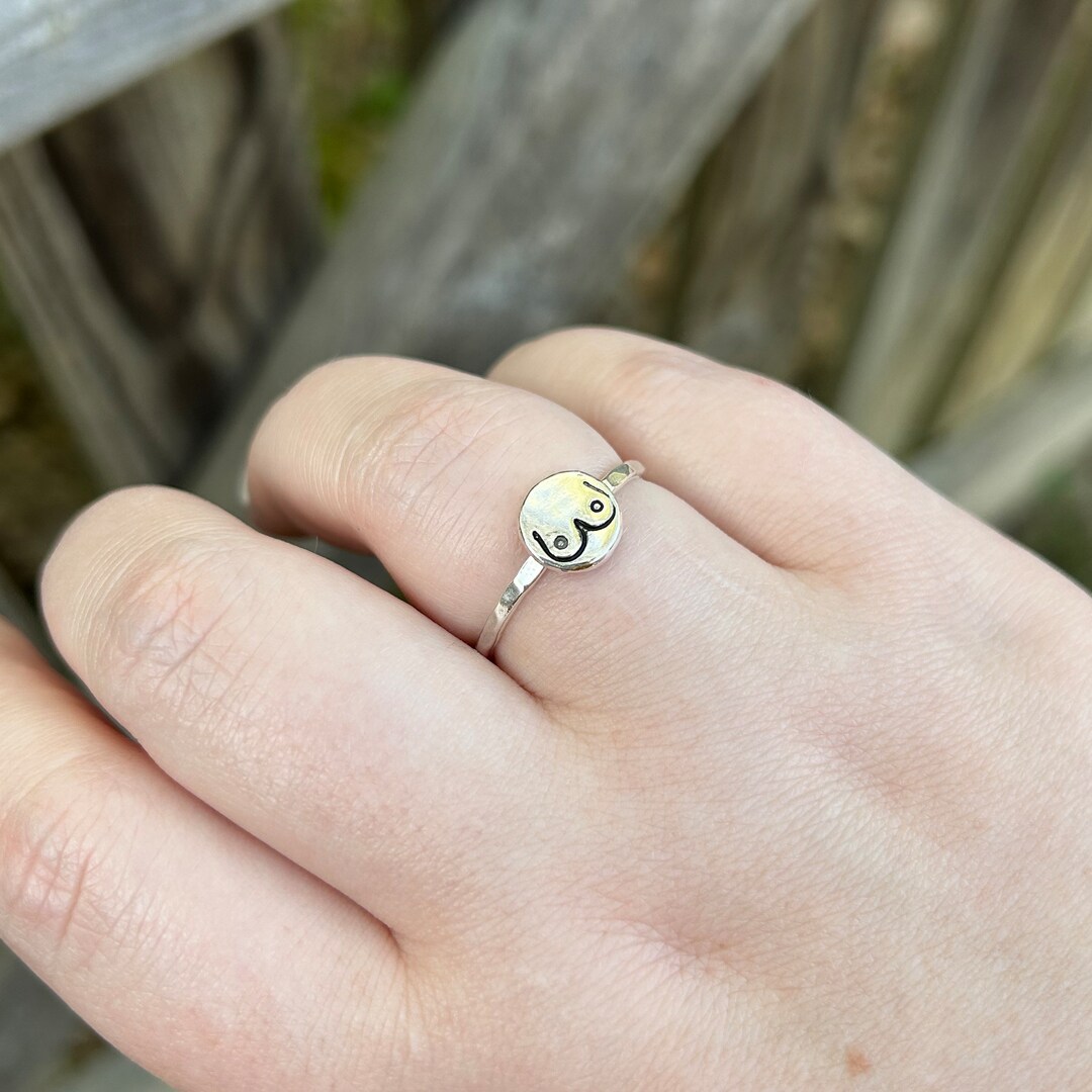 Stamped Boobs Stacking Ring Boobs Stack Ring Sterling Silver Boob