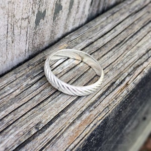 Twist Ring - Sterling Silver Ring - Patterned Band - Wedding Band - Unisex Ring - Mens Ring - Womens Ring - Twisted Band - Sterling Band