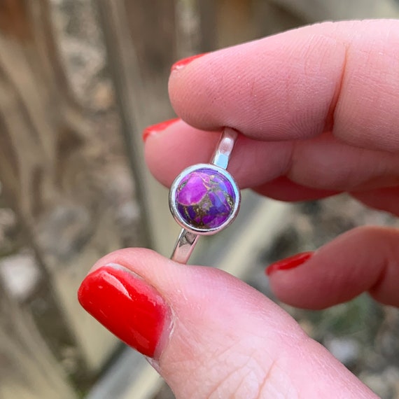 Purple Mojave Turquoise Ring Purple Ring Turquoise Ring Mohave Turquoise Stack Ring Gemstone Ring Sterling Silver Purple Etsy