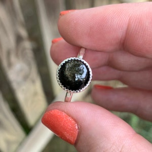Goldsheen Obsidian Sterling Silver Ring - Goldsheen Obsidian Ring - Obsidian Jewelry - Goldsheen Obsidian Stack Ring - Gemstone Ring - Stack
