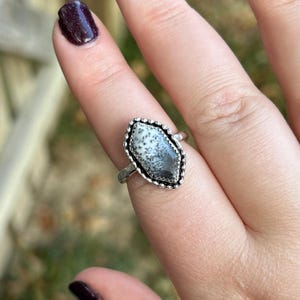 Dendritic Agate Ring - Dendritic Agate Ring - Statement Agate Ring - Hexagon Dendritic Agate Ring - Sterling Silver Dendritic Agate Ring