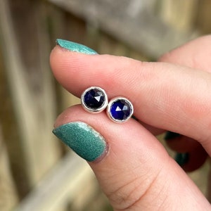 Blue Sapphire Post Earrings - Sapphire Stud Earrings - Sapphire Earrings - Sterling Silver - Sapphire Stud Earrings - Blue Sapphire Earrings
