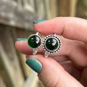 Green Chrome Diopside Ring - Chrome Diopside Ring - Sterling Silver - Deep Green Ring - Chrome Diopside Stacking Ring - Chrome Diopside