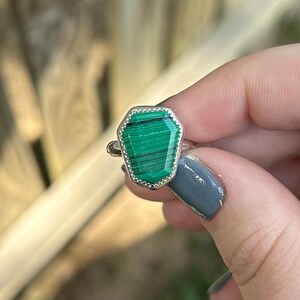 Malachite Ring - Sterling Silver Malachite Ring  - Shield Ring - Malachite Jewelry - Gemstone Ring - Sterling Silver Rings - Bright Green