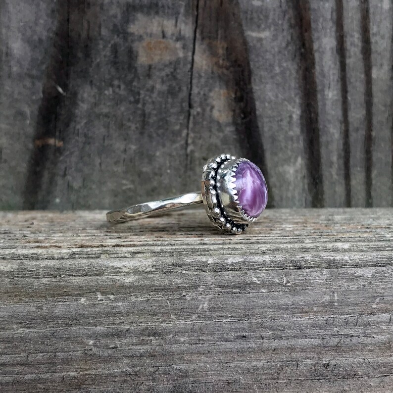 Charoite Ring Purple Stacking Ring Purple Ring Sterling - Etsy