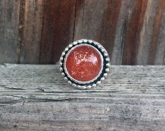Sunstone Ring - Sunstones - Orange Stone Ring - Sparkly Stone Ring - Sterling Silver - Sparkle Ring - Gemstone Jewelry - Bohemian Jewelry