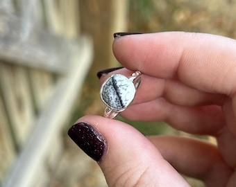Dendritic Agate Stack Ring - Dendritic Agate Ring - Statement Agate Ring - Square Dendritic Agate Ring -Sterling Silver Dendritic Agate Ring