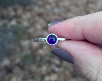 Amethyst Ring - Purple Ring - Stacking Ring - February Birthstone - Sterling Silver - Bezel Set - Gemstone Ring - Gemstone Jewelry