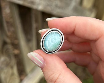 Anel com Gema Larimar Olho Grego - Anel Olho Grego em Prata de Lei