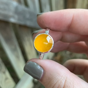 Yellow Chalcedony Ring - Sterling Silver Yellow Chalcedony Ring - Statement Yellow Chalcedony Ring - Yellow Ring - Bright Chalcedony Ring