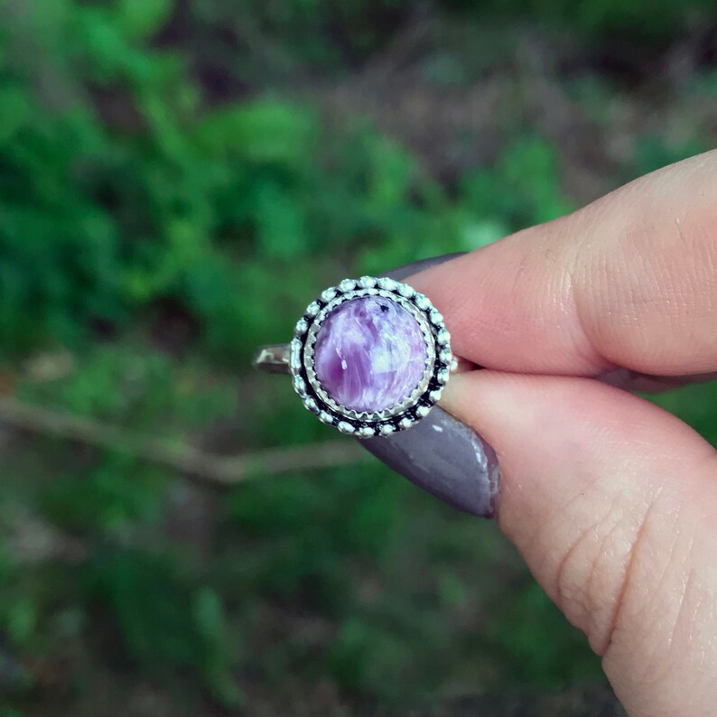 Charoite Ring Purple Stacking Ring Purple Ring Sterling | Etsy