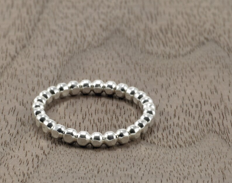 Sterling Silver Stack Rings Sterling Silver Beaded Bands | Etsy