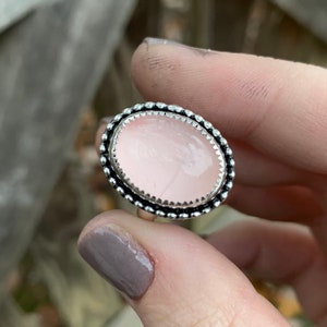 Pink Rose Quartz Ring - Sterling Silver Rose Quartz Ring - Pink Rose Quartz Statement Ring - Quartz Jewelry - Pink Jewelry - Statement Ring