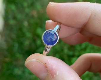 Tanzanite Ring - Tanzanite Stacking Ring - Purple Ring - Sterling Silver Tanzanite Ring - Purple Gemstone Ring - Rose Cut Tanzanite Ring