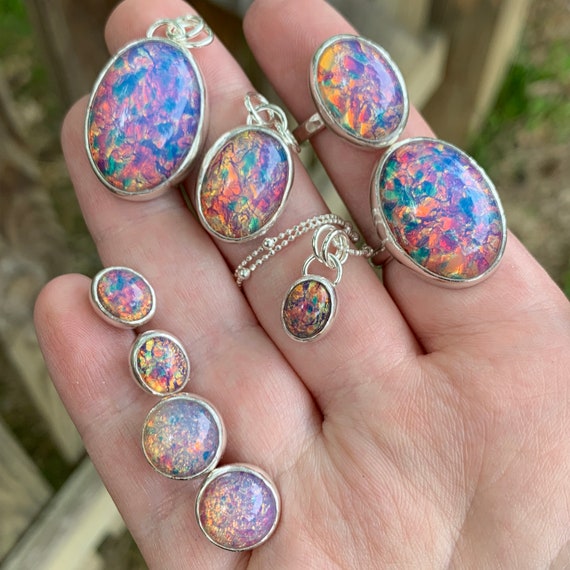 Glass Opal Ring Fire Opal Ring Vintage Glass Fire Opal Vintage
