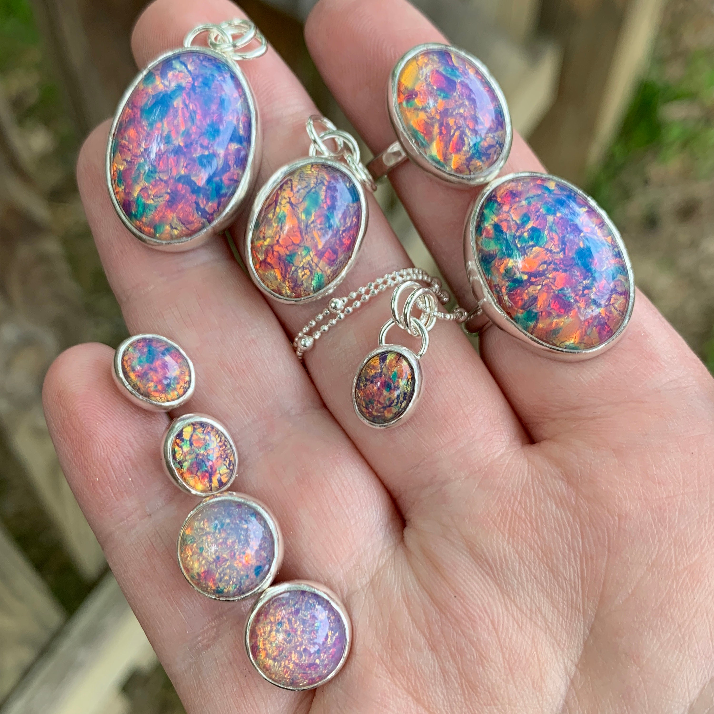 Glass Opal Ring - Fire Opal Ring - Vintage Glass Fire Opal Glass Opal Ring - Fire Opal Ring - Vintage Glass Fire Opal