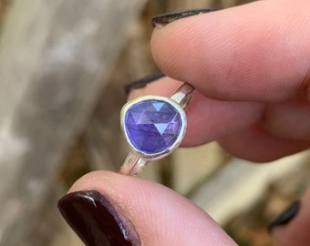 Tanzanite Ring - Tanzanite Stacking Ring - Purple Ring - Sterling Silver Tanzanite Ring - Purple Gemstone Ring - Rose Cut Tanzanite Ring