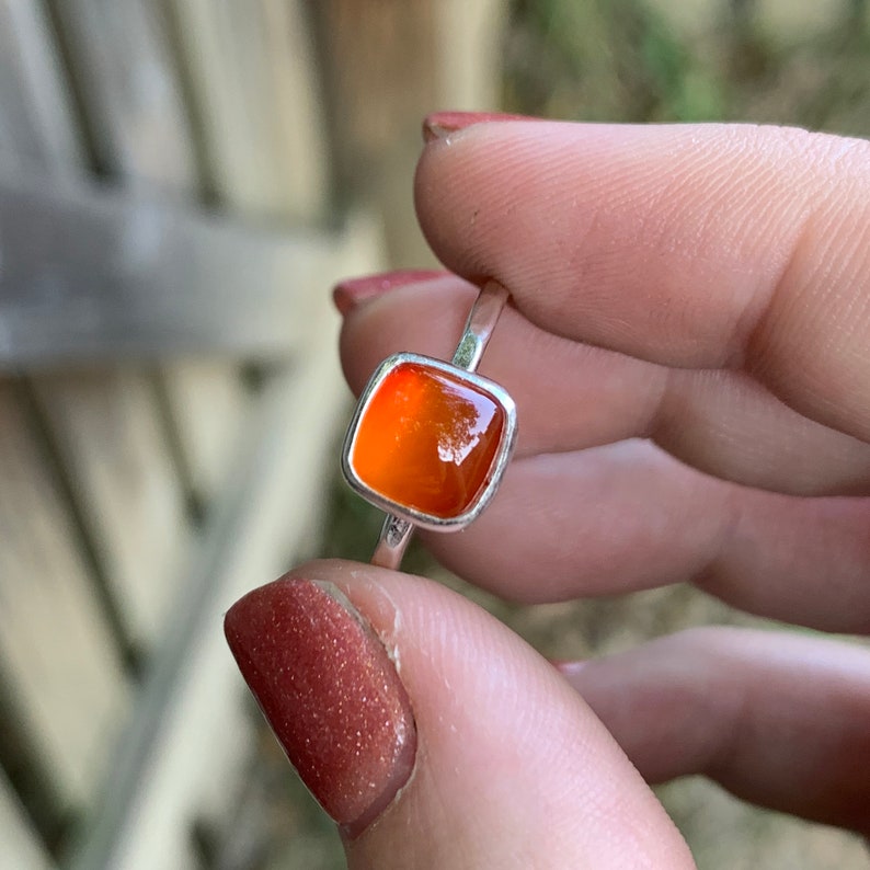 Carnelian Stack Ring - Carnelian Ring - Bright Orange Ring - Ora Carnelian Stack Ring - Carnelian Ring - Bright Orange Ring - Ora