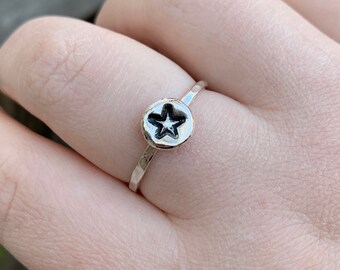 Star Stacking Ring - Star Stack Ring - Sterling Silver Star Stack Ring - Hammered Textured Band - Star Ring - Stars - Star Jewelry - Solar