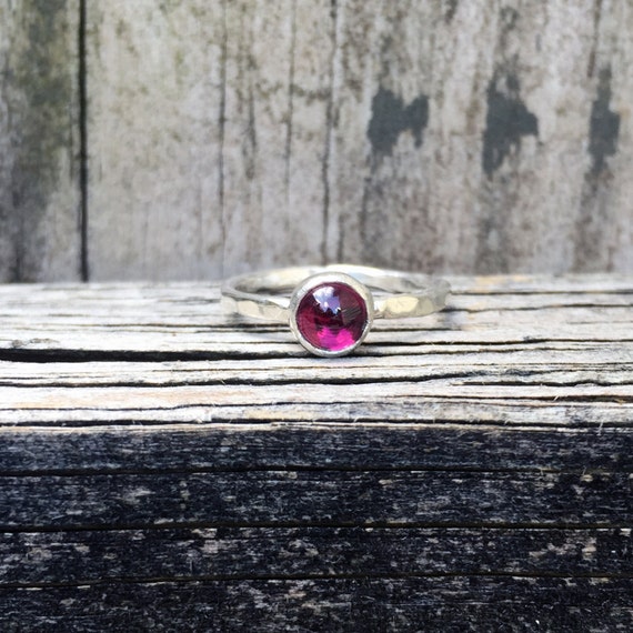 Red Round Garnet Earrings Hammered Sterling Silver Red Round Garnet Earrings Hammered Sterling Silver
