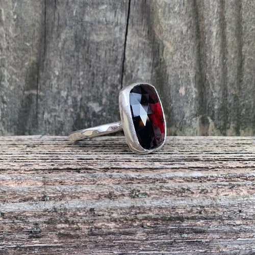 Garnet Ring - Sterling Silver Garnet Ring - Cushion Cut Red shops Garnet Ring - Statement Garnet Ring - Red Ring - January Birthstone Ring - Red