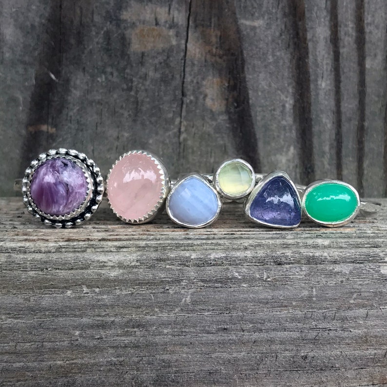 Charoite Ring Purple Stacking Ring Purple Ring Sterling | Etsy