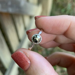 Pyrite Stack Ring - Golden Pyrite Ring - Pyrite Ring - Round Pyrite Ring - Stacking Ring - Sterling Silver - Fools Gold Ring - Pyrite