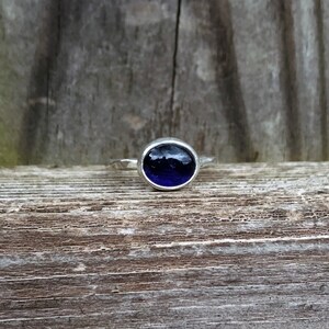 Iolite Ring - Iolite Stacking Ring - Iolite Sterling Silver Ring - Hammered Ring - Purple Stacking Ring - Purple - Iolite Jewelry - Gems
