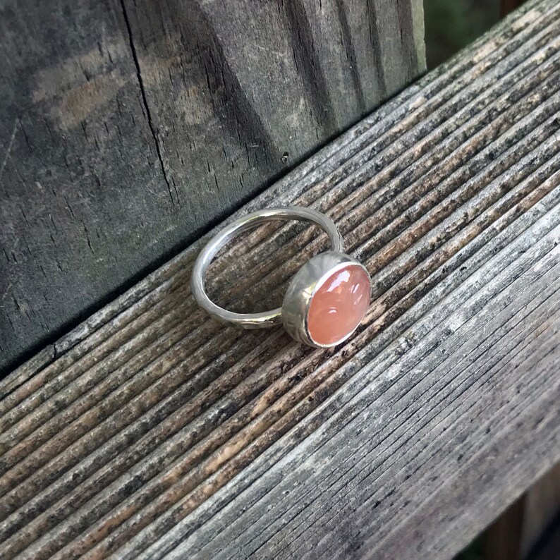 Peach Moonstone Moon Ring Carved Moon Face Ring Moon Ring Peach Moonstone Ring Sterling Silver Sleepy Moon Face Ring Moonstones image 8