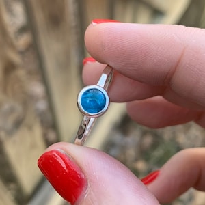Apatite Ring - Light Blue Ring - Stacking Ring - Sterling Silver - Apatite - Hammered - Stackers - Apatite Stack Ring - Silver Stacking Ring