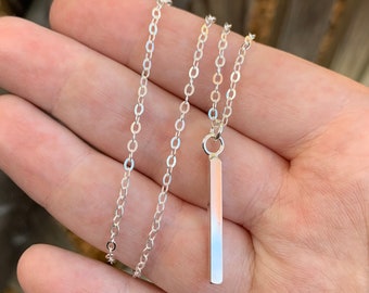 Sterling Silver Bar Necklace - Vertical Bar Necklace - Square Bar Necklace - Sterling Silver - Minimalist Jewelry - Long Bar Necklace