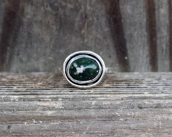 Ozean Jaspis Ring - Oval Ozean Jaspis Ring - Ovaler Ozean Jaspis Ring - Sterling Silber - Ozean Jaspis - Ozean Jaspis Schmuck - Grün