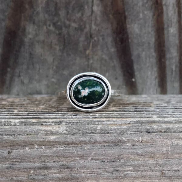 Ocean Jasper Ring - Oval Ocean Jasper Ring - Stacking Ocean Jasper Ring - Sterling Silver - Ocean Jaspers - Ocean Jasper Jewelry - Greens