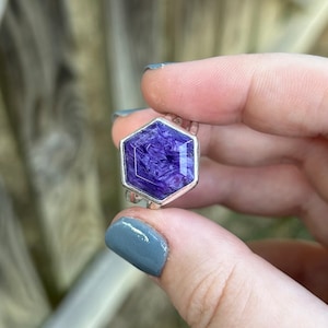 Charoite Sterling Silver Ring - Charoite Ring - Purple Statement Ring - Purple Charoite Ring - Charoite Jewelry - Sterling Silver - Purple