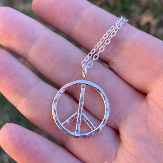 Sterling Silver Hammered Peace Pendant Sterling Silver Hammered Peace Pendant