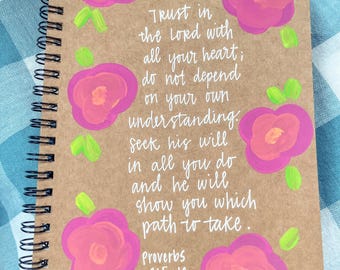 Hand-Painted Scripture Journal • Proverbs 3:5-6 Pink Floral