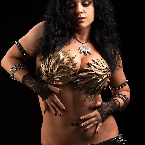 Bronze Lady Crow Bra Tribal Fusion Dark Fusion Bra Top Ethnic Fantasy Dragon Style YOUR SIZE