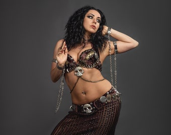 Skull&Claws Tribal Fusion Predatory Costume Belt+Bra set M-L