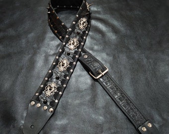 Gothic Spiked Leather Guitar Strap one of a kind