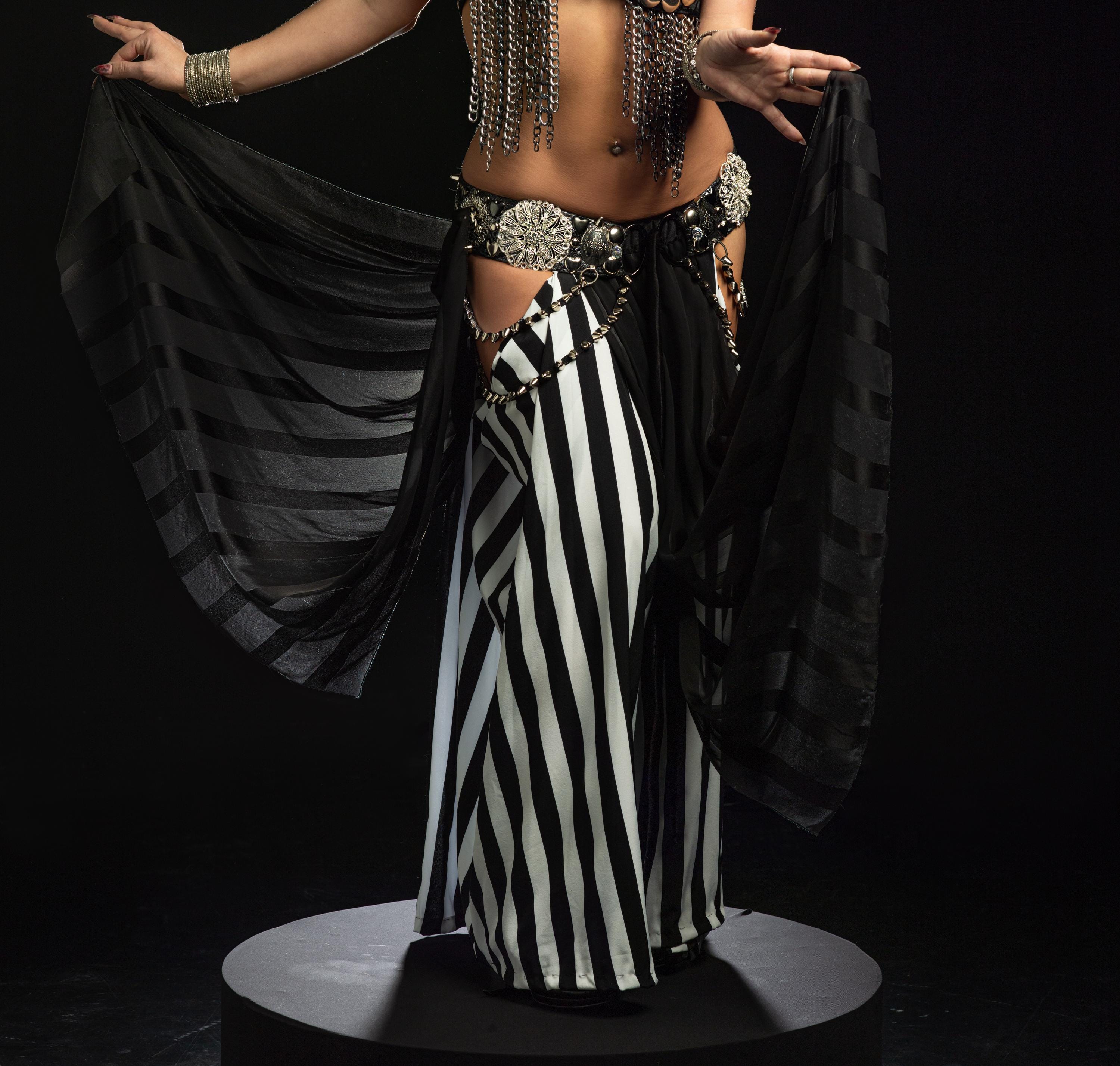Pants/Bloomers Striped Black and White wide Pants YOUR SIZE