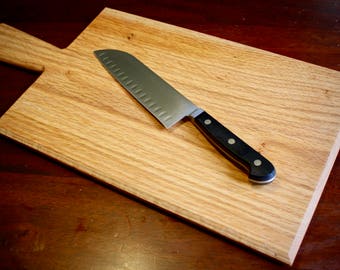 Oak cutting board with handle, part of the "geometric" series. Serving board, charcuterie, cheese, serving tray (Free Shipping)