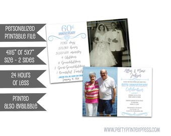 60th anniversary invitations etsy