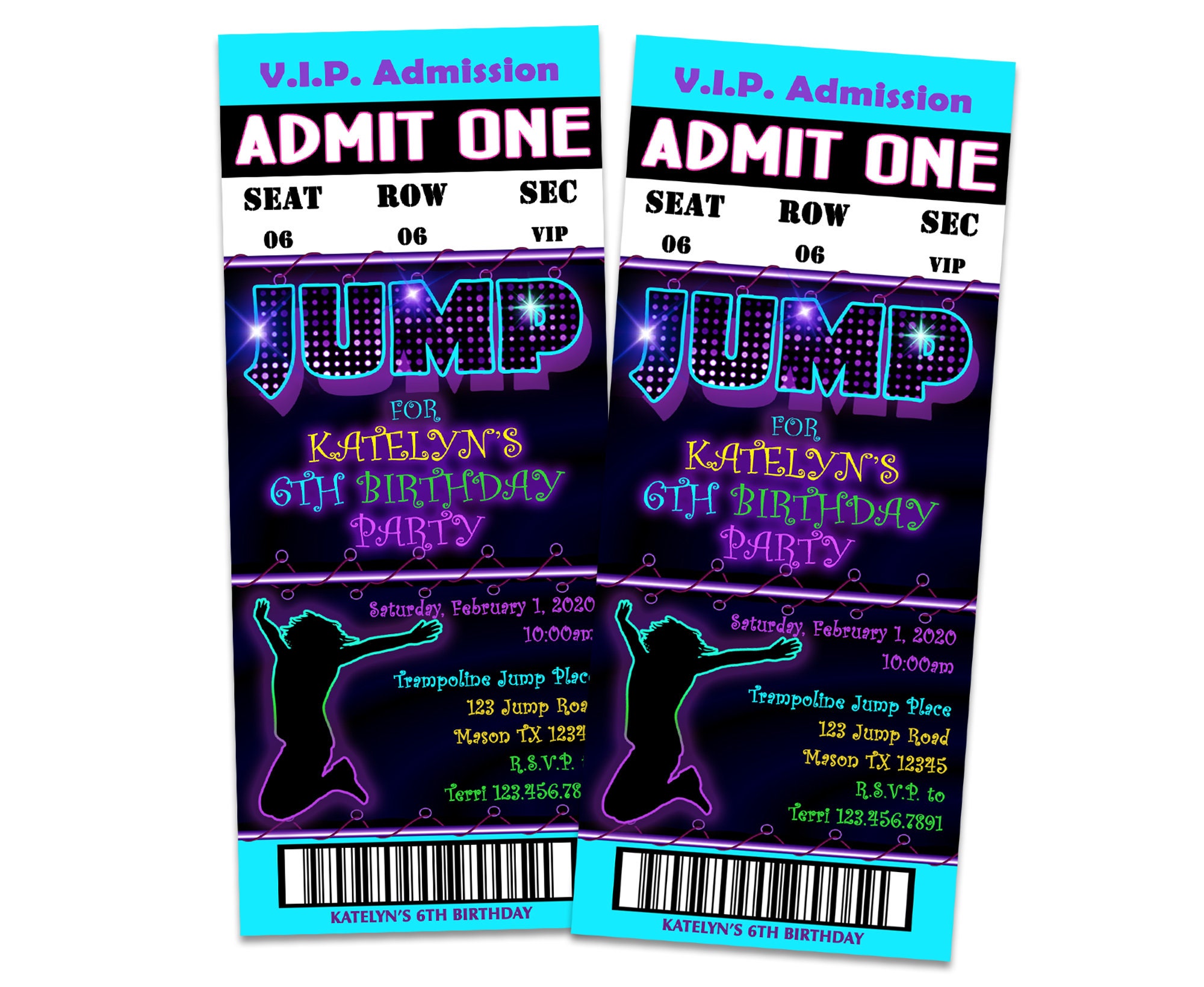 Printable Jump Birthday Invitation Trampoline Park Party Etsy