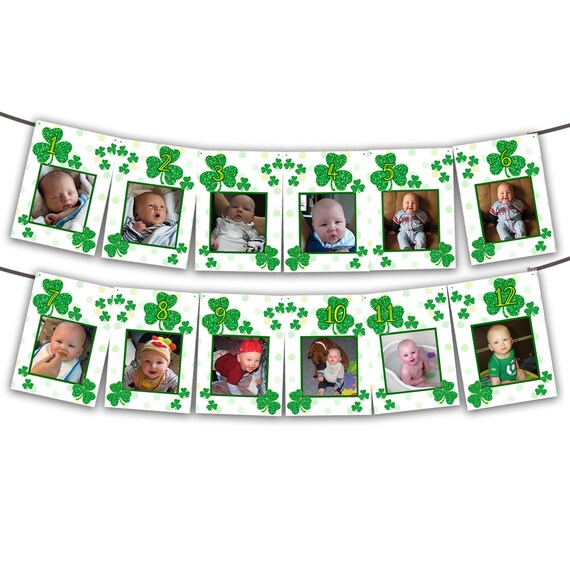 Shamrock 1st Birthday Banner - Shamrock Birthday Photo Banner Boy - St Patricks Day 1st Birthday Banner - Lucky one banner Il_570xn