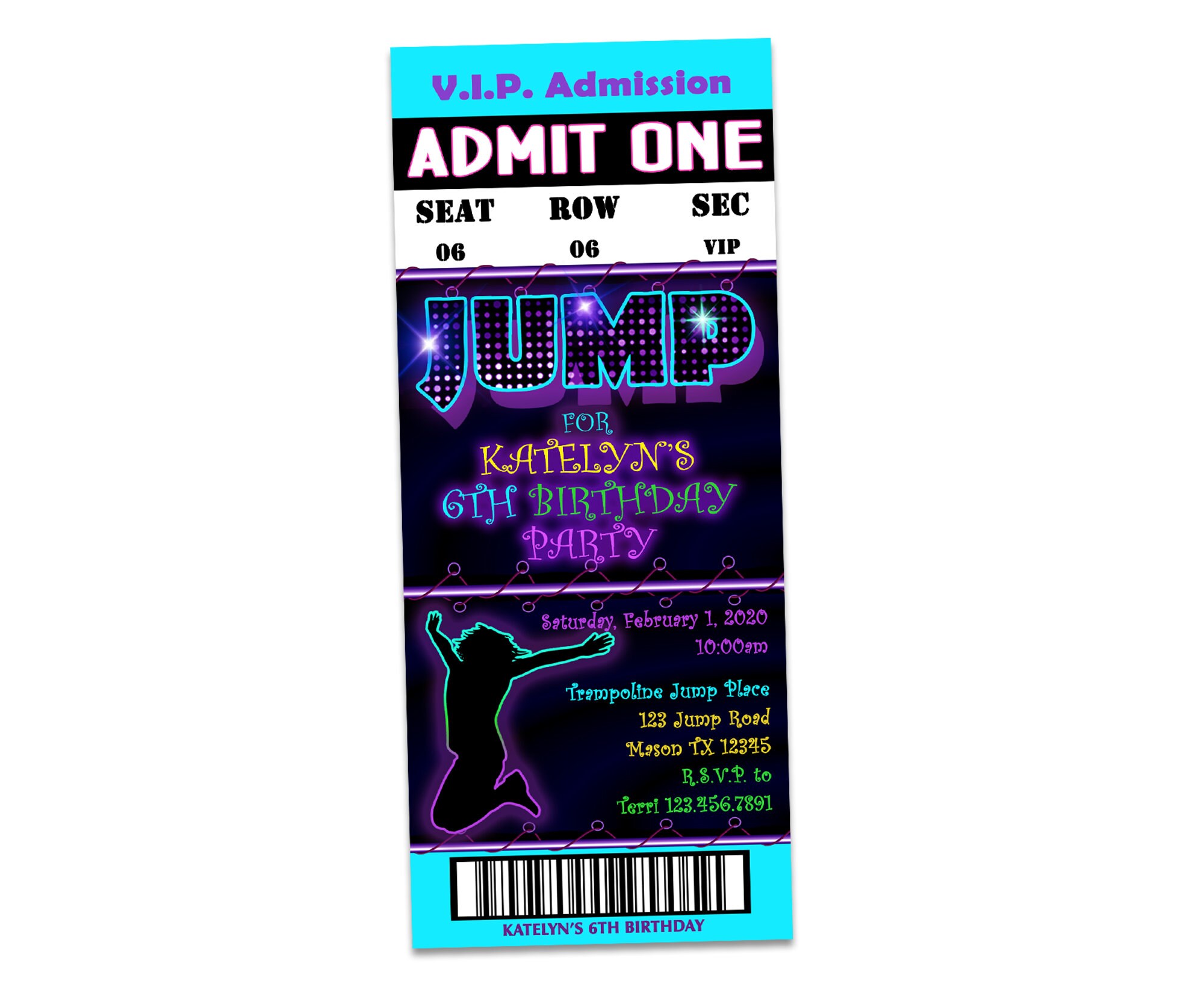 Printable Jump Birthday Invitation Trampoline Park Party - Etsy